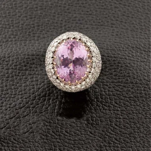 Cultured pearl rings-Kunzite & Diamond Estate Cocktail Ring