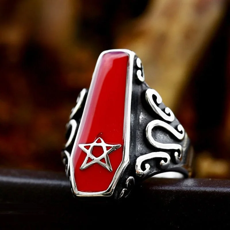 Oval shape rings-Men's Punk Vampire Coffin Ring