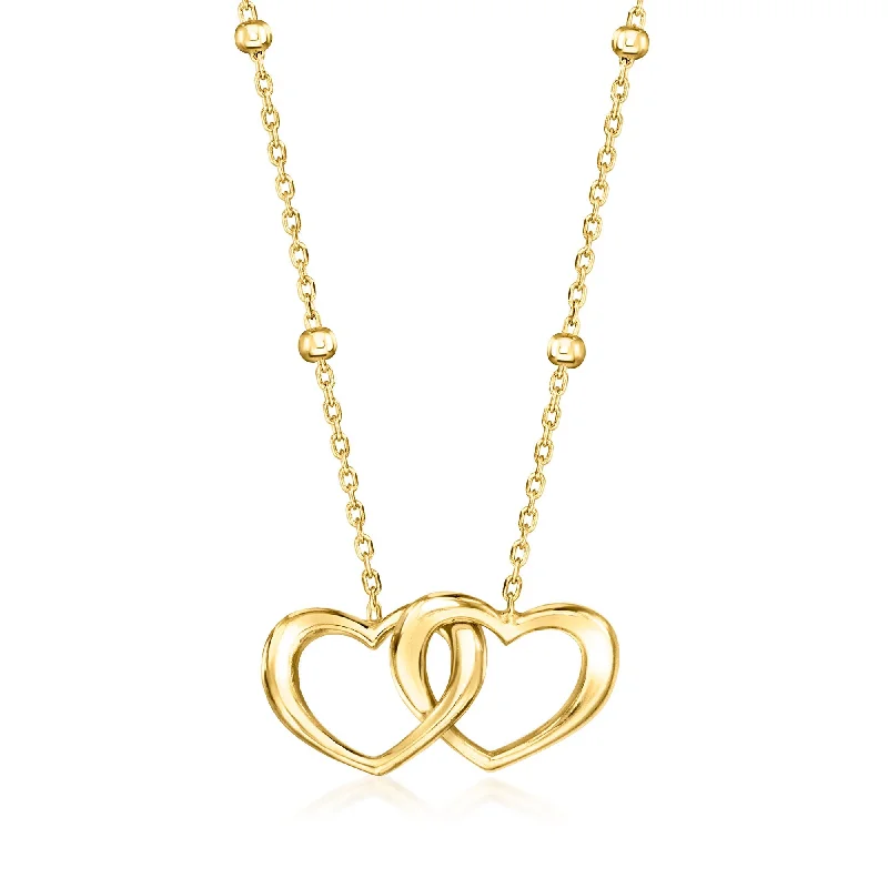 Faith charm necklaces-RS Pure by Ross-Simons Italian 18kt Gold Vermeil Double-Heart Necklace