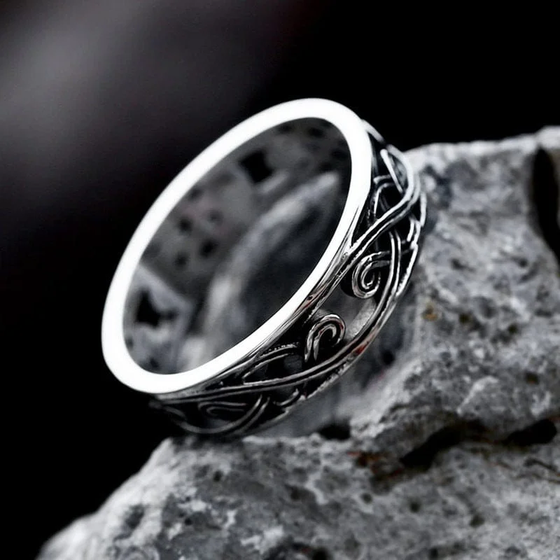 Tide inlay rings-Men's Punk Viking Pattern Ring