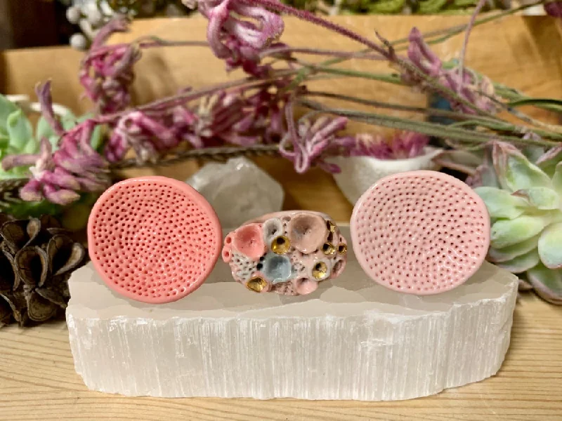 Spinel cut rings-Handmade porcelain ‘rock coral’ ring, pinks