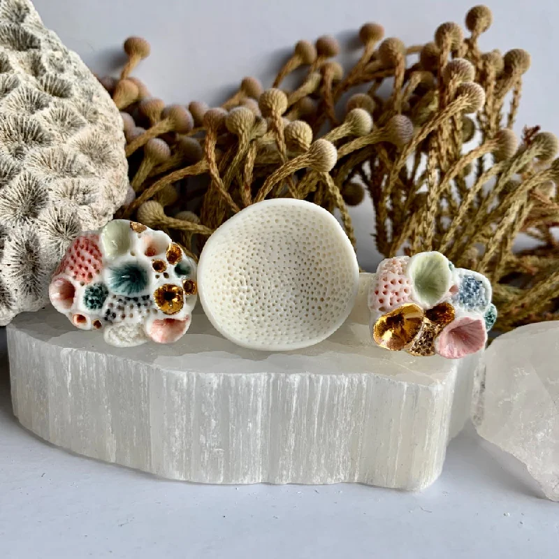 Clustered gem rings-‘Rock coral’ porcelain ring, choose your size