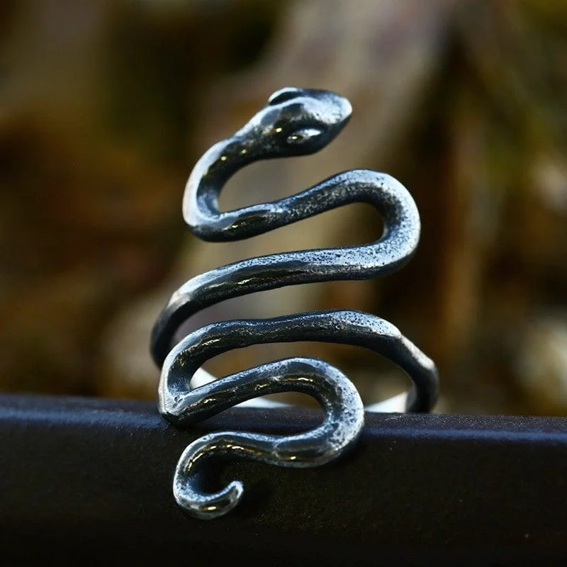 Fold band rings-Men's Punk Snake Ring