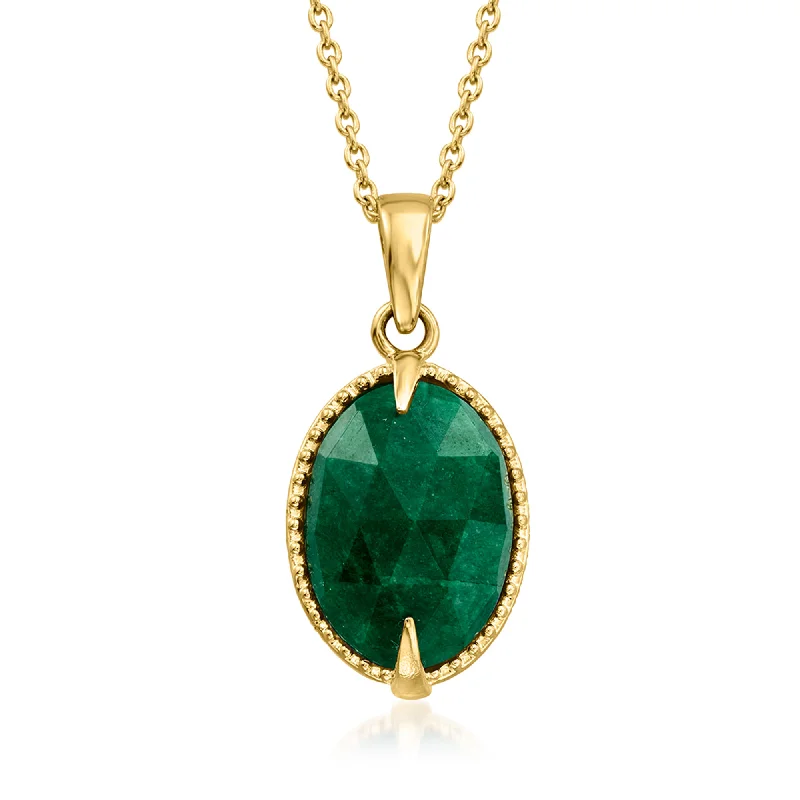 Alloy metal necklaces-Ross-Simons Emerald Pendant Necklace in 18kt Gold Over Sterling