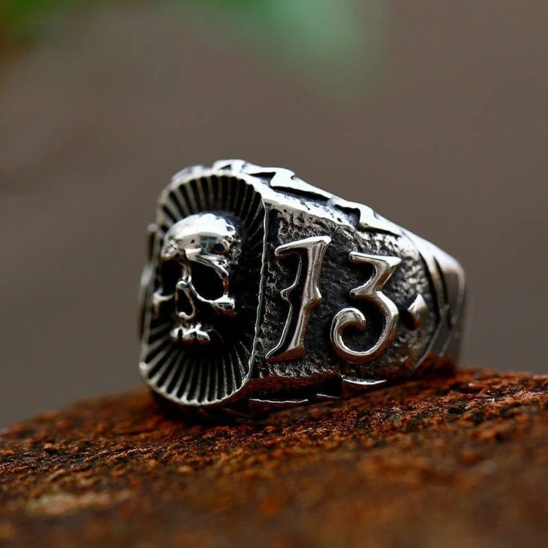 Plaited cord rings-Men's Punk Skull Figure Ring