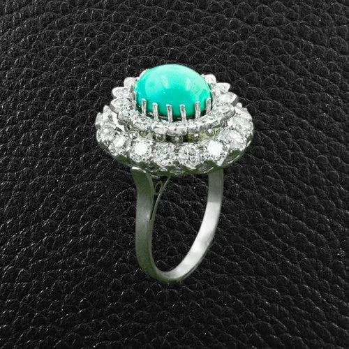 Pure form rings-Turquoise & Diamond Estate Ring