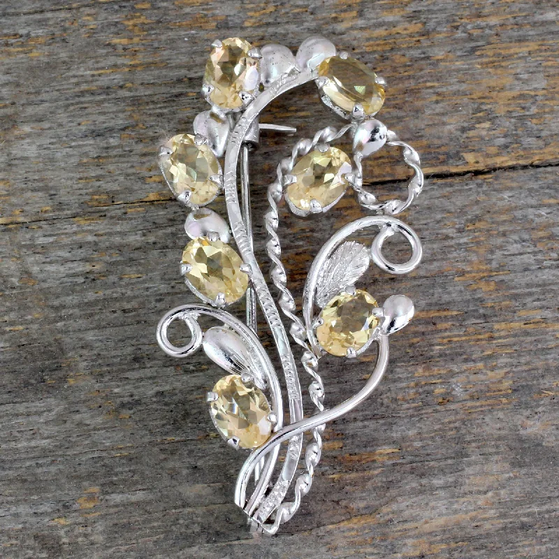 Sunshine Bouquet Citrine Silver Brooch