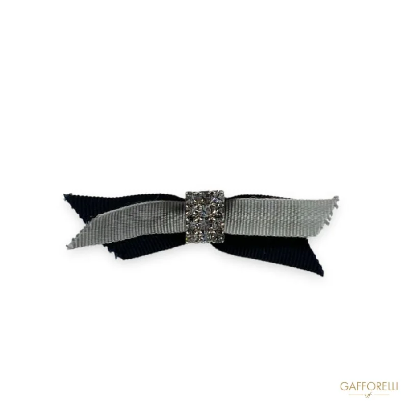 Two-tone Bow Brooch with Rhinestones U449 - Gafforelli Srl