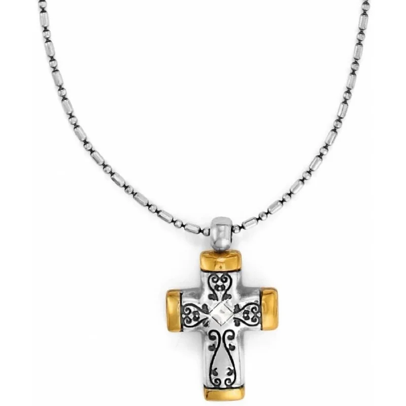 Smooth pendant necklaces-Women's Venezia Petite Cross Necklace In Silver-Gold