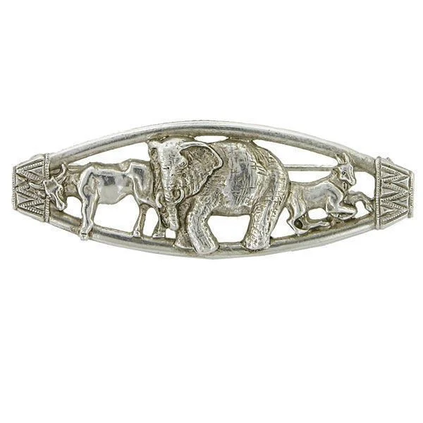 1928 Jewelry® Silver-Tone Sculpted Ox, Elephant And Goat Animal Brooch