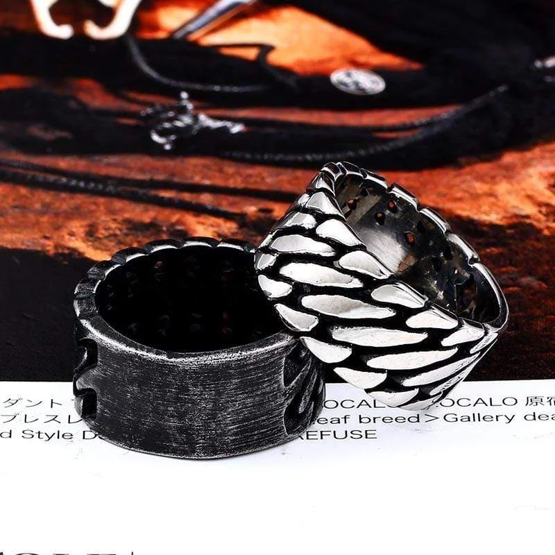 Gloss finish rings-Men's Punk Squama Rings