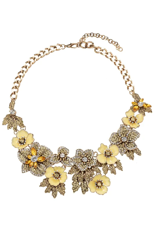 Linen braid necklaces-Amata Statement Necklace - Yellow