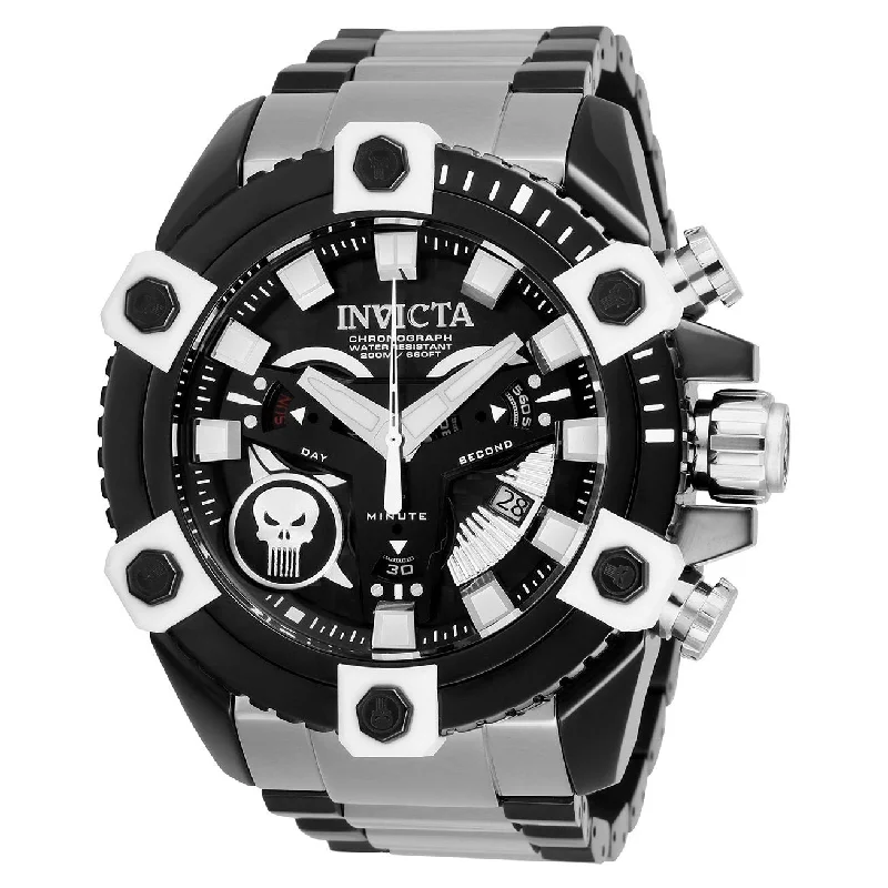 High gloss watches-Invicta Men's 26762 Marvel Punisher Black Stainless Steel Watch