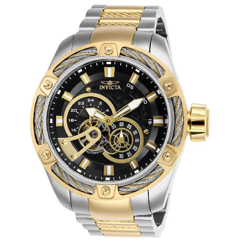 Pink gold face watches-Invicta Men's 26777 Bolt Automatic Black and Silver Polyurethane and Stainless Steel Watch