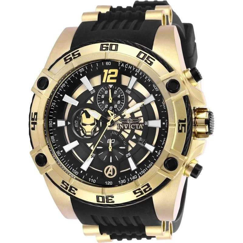 Spinel face watches-Invicta Men's 26797 Marvel Ironman Black and Gold-tone Stainless Steel Watch