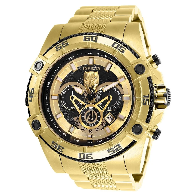 Thick metal watches-Invicta Men's 26805 Marvel Black Panther Gold-Tone Stainless Steel Watch