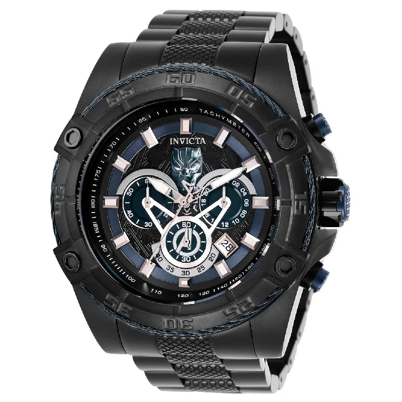 Round strap watches-Invicta Men's 26806 Marvel Black Panther Black Silicone Watch