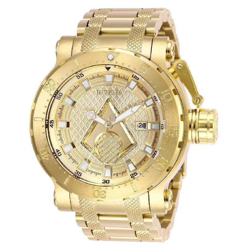 Pink gold face watches-Invicta Men's 26832 DC Comics Aquaman Gold-Tone Stainless Steel Watch