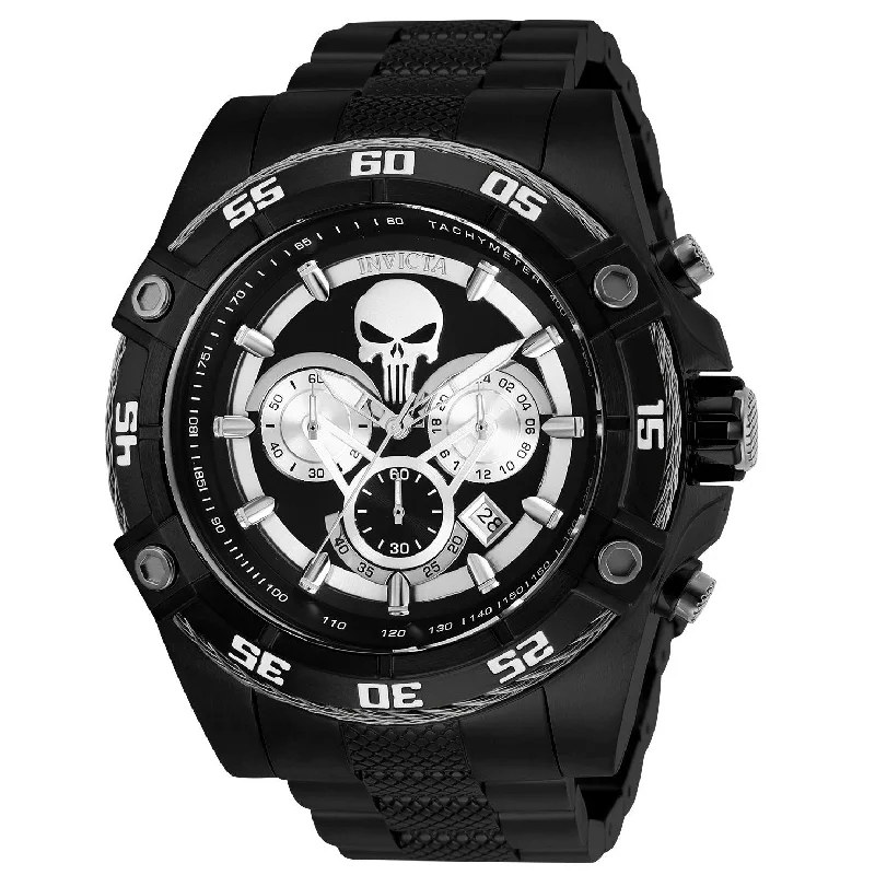 Pure quartz watches-Invicta Men's 26862 Marvel Punisher Black Stainless Steel Watch