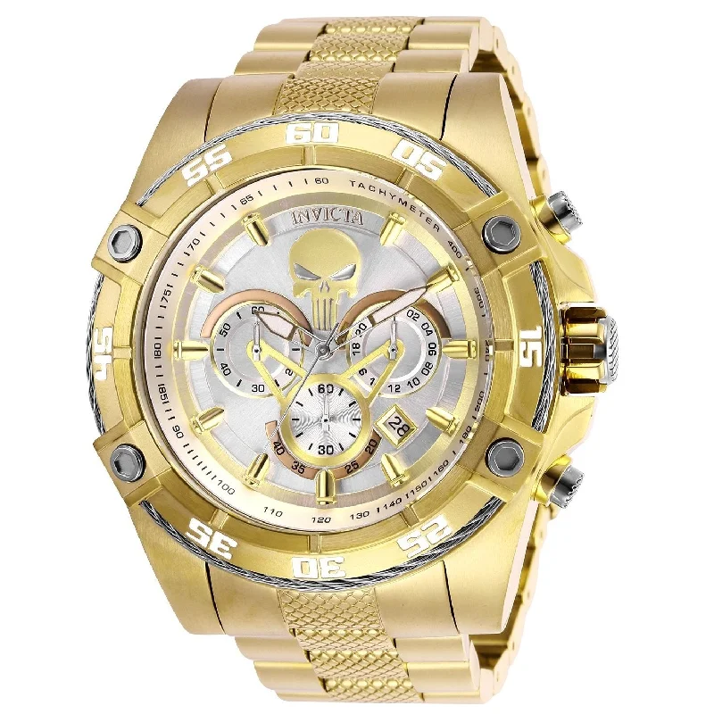 Wide band watches-Invicta Men's 26864 Marvel Punisher Gold-Tone Stainless Steel Watch