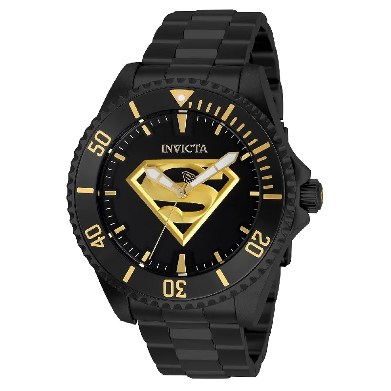 Mesh face watches-Invicta Men's 26897 DC Comics Superman Automatic Black Stainless Steel Watch