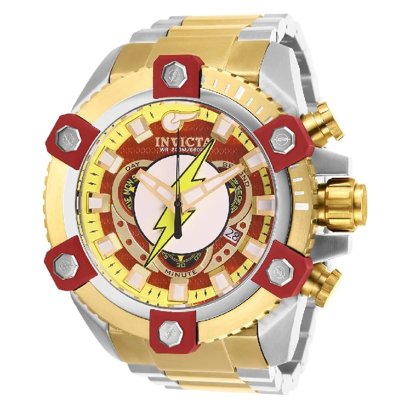 Pure quartz watches-Invicta Men's 26911 DC Comics Flash Gold-Tone and Silver Stainless Steel Watch