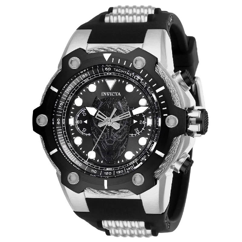 Sport waterproof watches-Invicta Men's 26920 Black Panther Black and Silver Inserts Silicone Watch