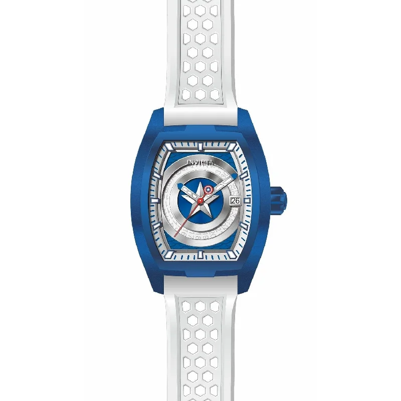 Mesh face watches-Invicta Men's 26947 Marvel Captain America Automatic White Silicone Watch