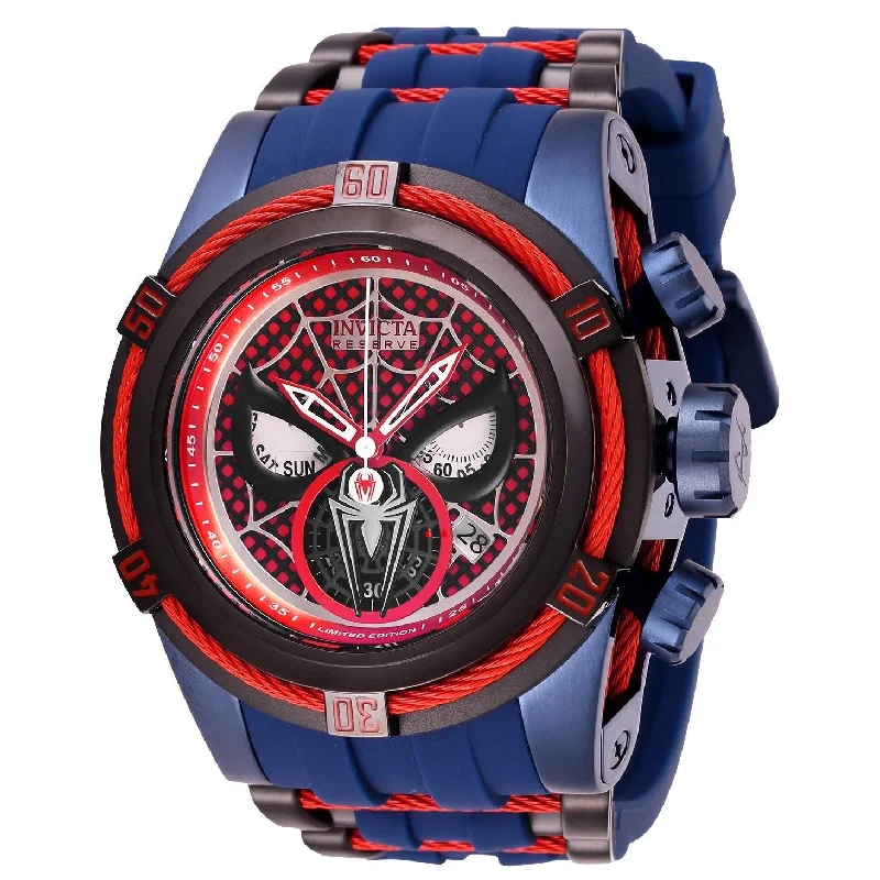 Pink gold face watches-Invicta Men's 27048 Spiderman Blue Silicone Watch