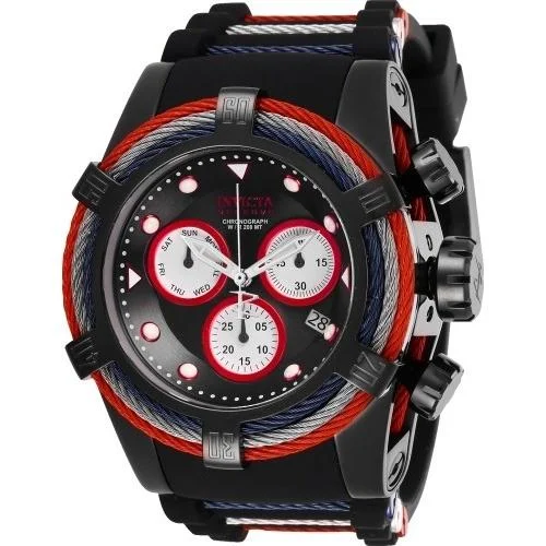 Spinel face watches-Invicta Men's 27145 Bolt Reserve Black and Silver Silicone Watch