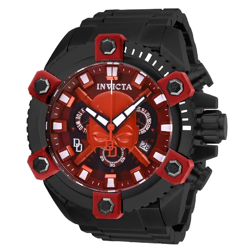 Round strap watches-Invicta Men's 27167 Marvel Dare Devil Black Polyurethane and Stainless Steel Watch