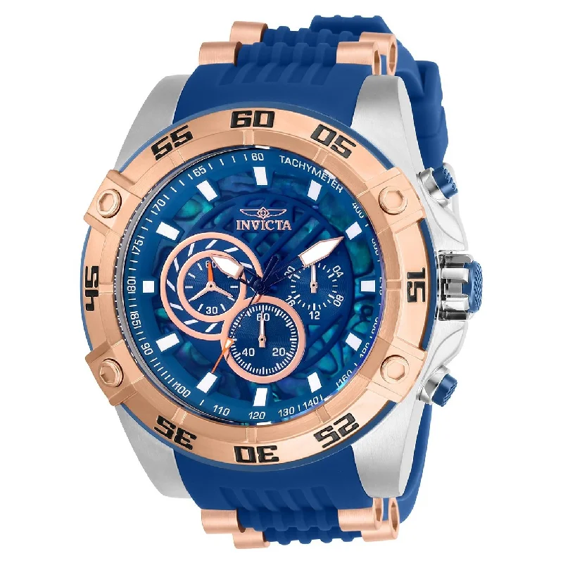 Pink gold face watches-Invicta Men's 27255 Speedway Scuba Blue and Rose-Tone Polyurethane and Stainless Steel Watch