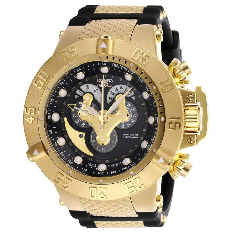 Retro strap watches-Invicta Men's 27314 Subaqua Noma III Black and Gold-Tone Inserts Silicone Watch