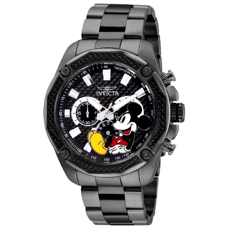 Lustrous gold watches-Invicta Men's 27360 Disney Mickey Mouse Black and Gun Metal Stainless Steel Watch