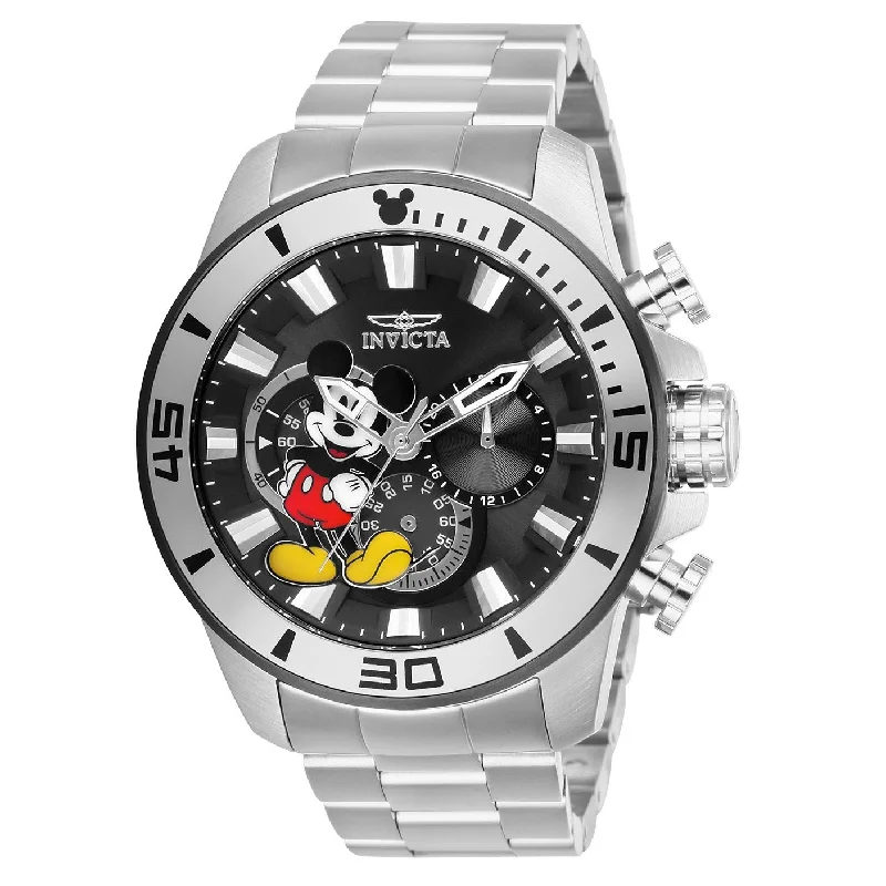 Shiny silver watches-Invicta Men's 27361 Disney Mickey Mouse Stainless Steel Watch