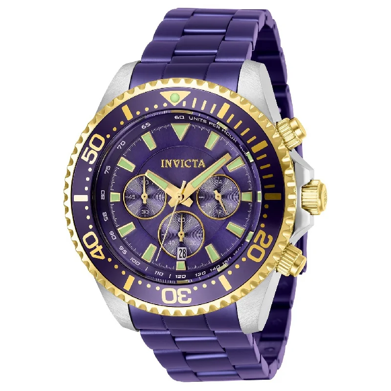 Pink gold face watches-Invicta Men's 27479 Pro Diver Purple Stainless Steel Watch