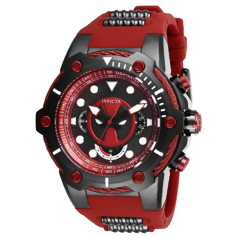 Bold analog watches-Invicta Men's 27487 Marvel Noma III Red Polyurethane and Stainless Steel Watch