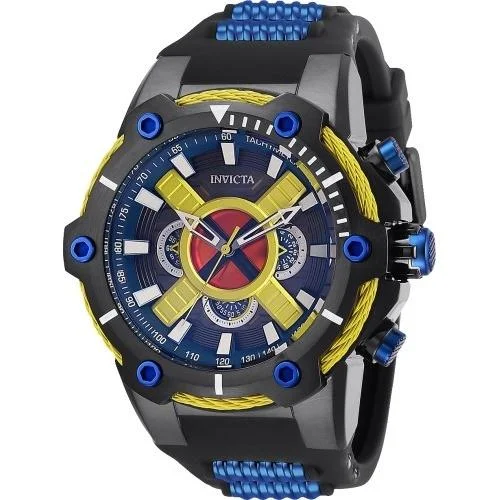 Wide band watches-Invicta Men's 27488 Marvel X-men Black and Blue Silicone Watch