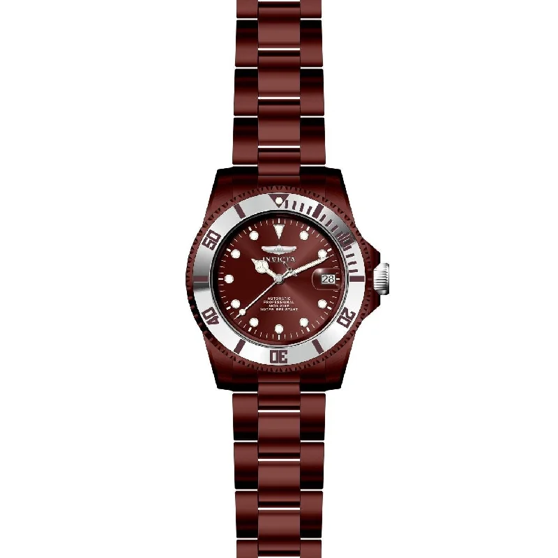 Wide band watches-Invicta Men's 27547 Pro Diver Burgundy Stainless Steel Watch