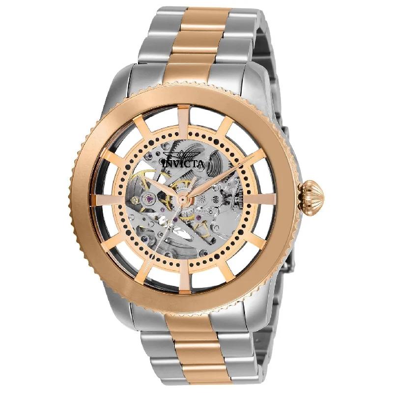 Round strap watches-Invicta Men's 27553 Objet D Art Rose-Tone and Silver Stainless Steel Watch