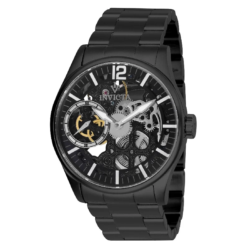 Lustrous gold watches-Invicta Men's 27567 Mechanical Black Stainless Steel Watch