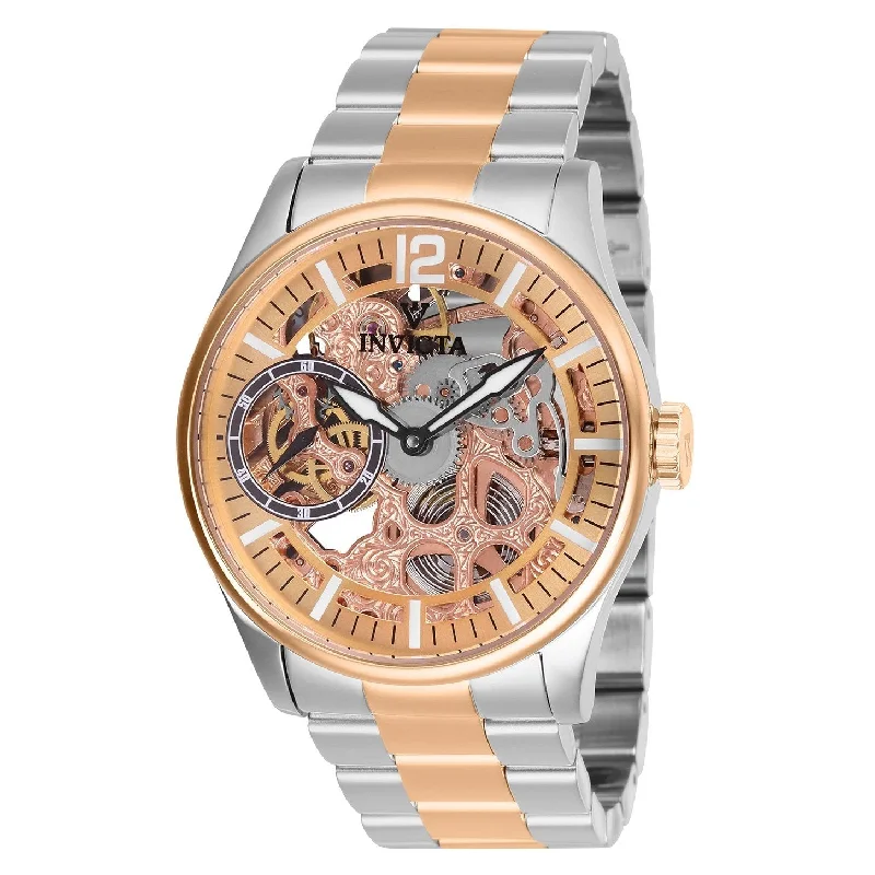 Pink gold face watches-Invicta Men's 27569 Mechanical Stainless Steel Watch