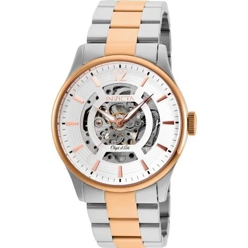 Bold analog watches-Invicta Men's 27573 Objet D Art Automatic Rose-Tone and Silver Stainless Steel Watch