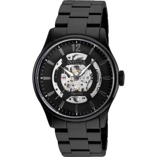 Wide band watches-Invicta Men's 27574 Objet D Art Automatic Black Stainless Steel Watch