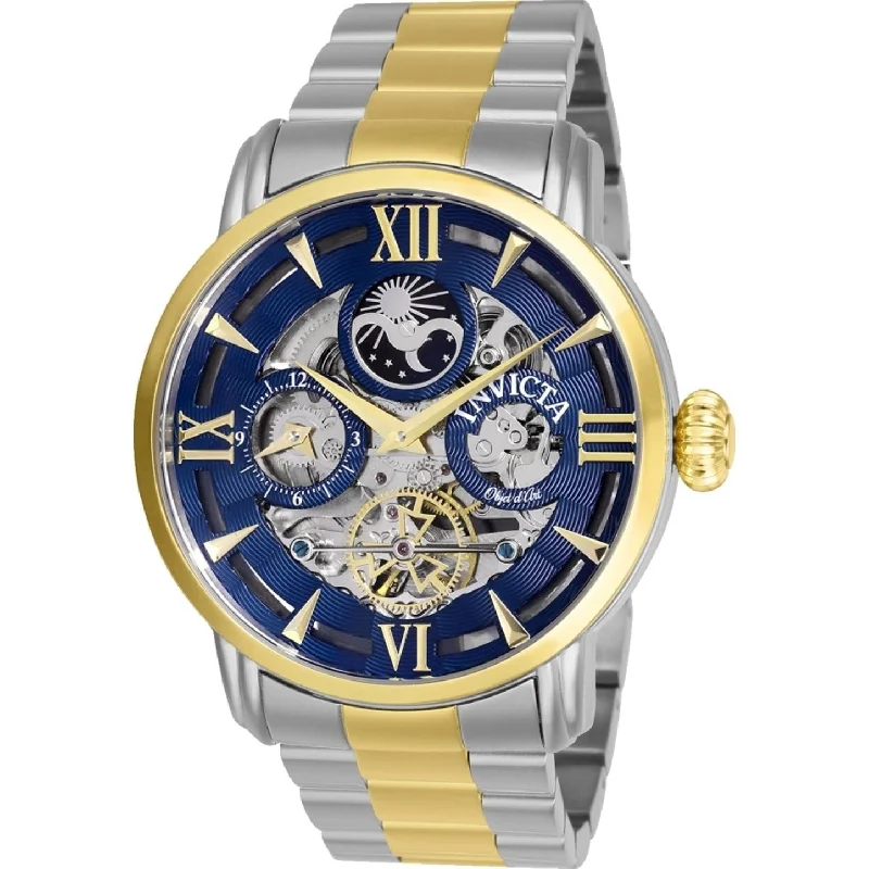 Spinel face watches-Invicta Men's 27577 Objet D Art Automatic Gold-Tone and Silver Stainless Steel Watch