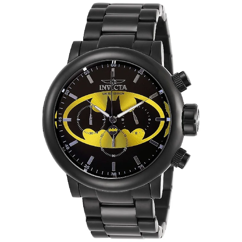 Shiny silver watches-Invicta Men's 27607 DC Comics Batman Black Stainless Steel Watch