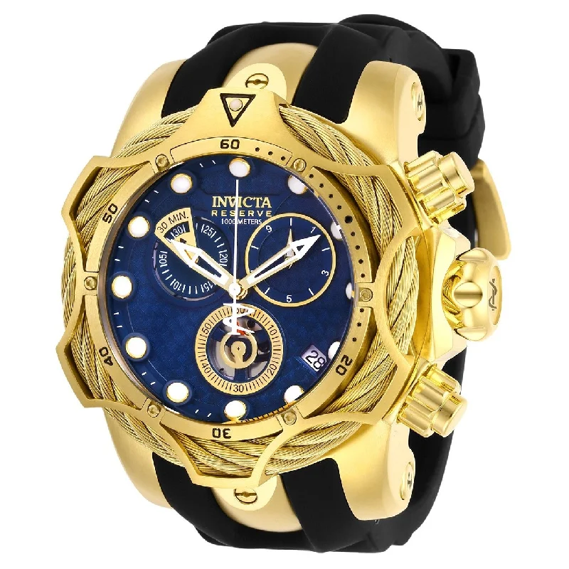 Pink gold face watches-Invicta Men's 27707 Reserve Venom Black Silicone Watch