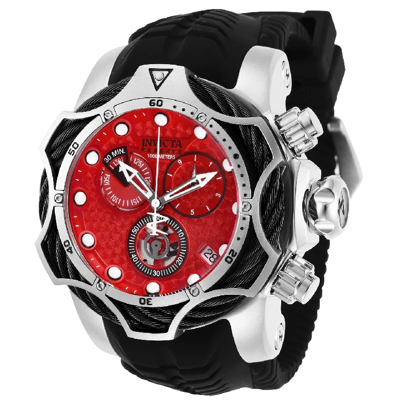 Bold analog watches-Invicta Men's 27713 Reserve Venom Black Silicone Watch