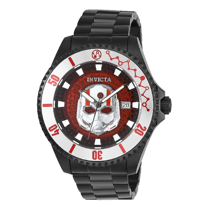 Pink gold face watches-Invicta Men's 27781 Marvel Ant-man Automatic Black Stainless Steel Watch