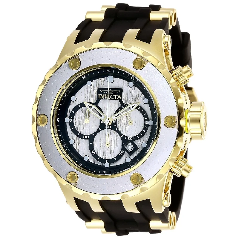 Flex band watches-Invicta Men's 27914 Reserve Black and Gold-Tone Inserts Silicone Watch